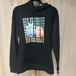 Rick and Morty Black Hoodie Medium | Adult Swim Graphic Pullover